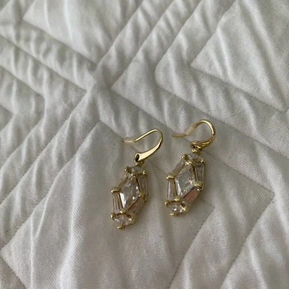 Lindy Rae Gold Drop Earrings in White CZ - Picture 3 of 5